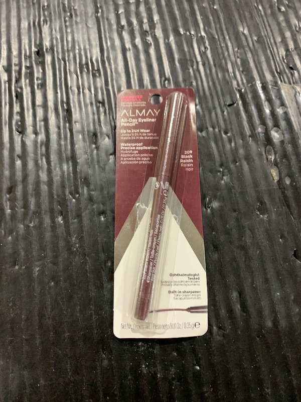 Photo 1 of Almay All-Day Eyeliner Pencil, Hypoallergenic, Cruelty-Free, Smudge-Proof, Ophthalmologist Tested, Long Wearing and Water Resistant, 209 Black Raisin, 0.01 oz