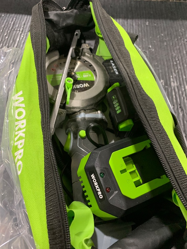 Photo 1 of WORKPRO 20V Cordless Mini Circular Saw, 4-1/2" Compact Wireless Circular Saw 4.0Ah Battery, Fast Charger, 3 Blades, 4500RPM, Laser Guide, Max Cutting Depth 1-11/16"(90°), 1-1/8"(45°)