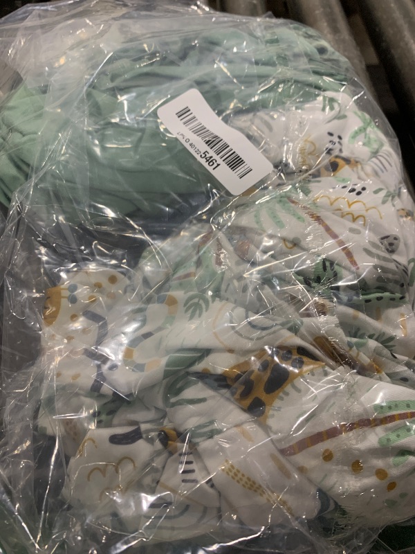 Photo 1 of Yoofoss Pack and Play Sheets Fitted, Mini Crib Sheets 2-Pack for Pack N Play Mattress, Stretchy Playard Sheet, Soft and Breathable Green+Giraff