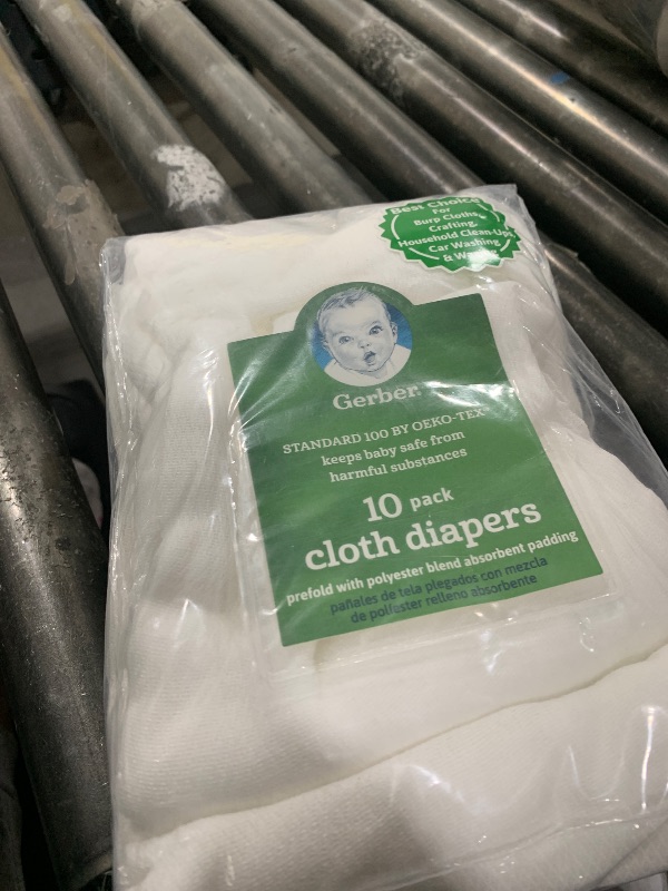Photo 1 of Gerber Unisex Baby Boys Girls Birdseye Flatfold Cloth Diapers Multipack White 10 Pack