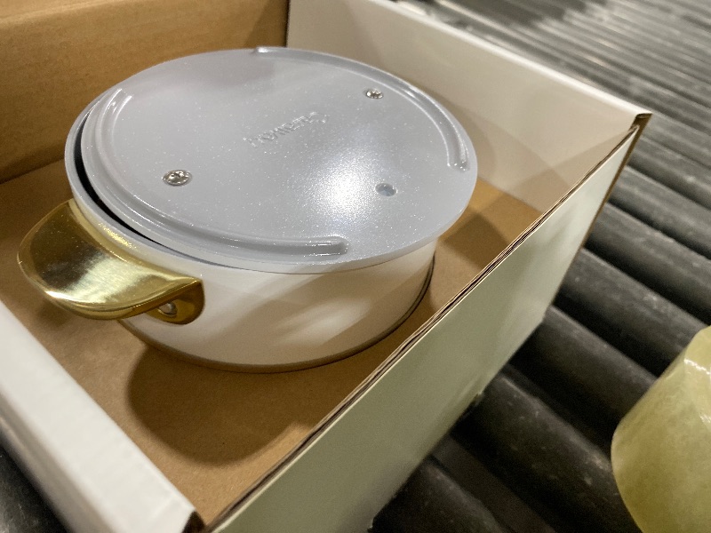 Photo 1 of Caraway Petite Cooker - 2 Qt Ceramic Coated Pot - Free From Forever Chemicals - Perfect for Rice, Grains, or Sauces - White