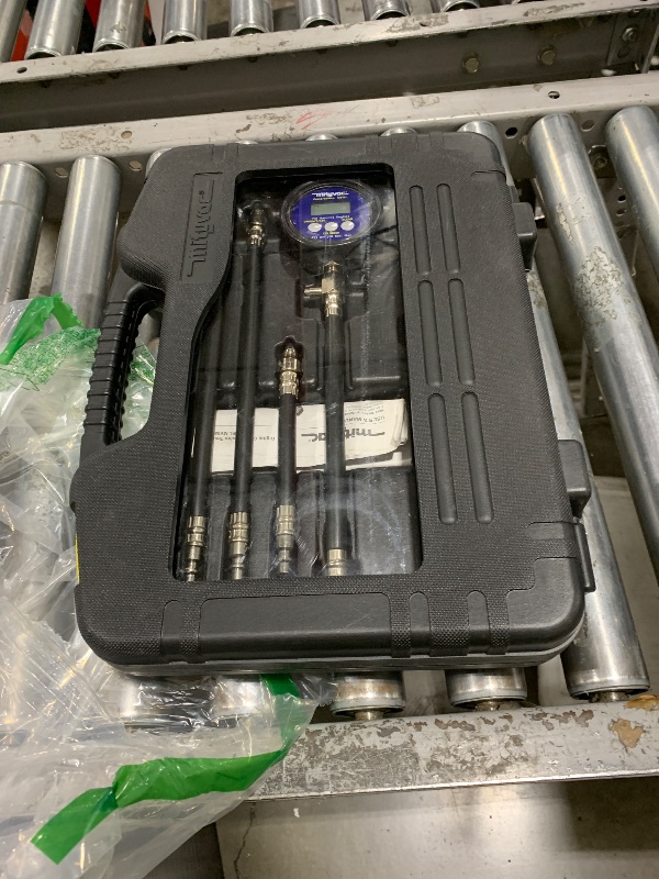 Photo 1 of Mityvac MV5532 Digital Gasoline Compression Test Kit, Up to 12 Cylinders, Backlit LC Display, 9V Battery, Oil-Resistant Gauge with Rubber Boot, Displays PSI, Bar and kPa, Custom-Molded Case