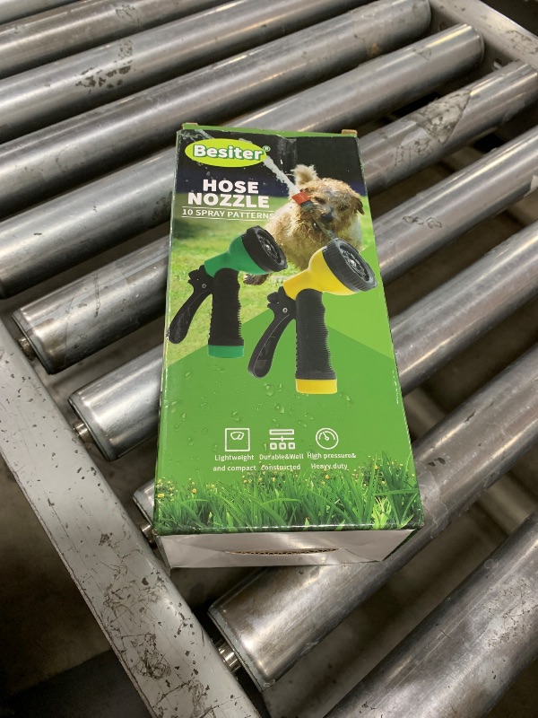 Photo 1 of Besiter Garden Hose Nozzle Sprayer: 2 Pack 10 Watering Patterns Water Hose Spray Nozzles for Garden Hose Heavy Duty Hose Head Hose Attachment for Garden Hose YellowGreen