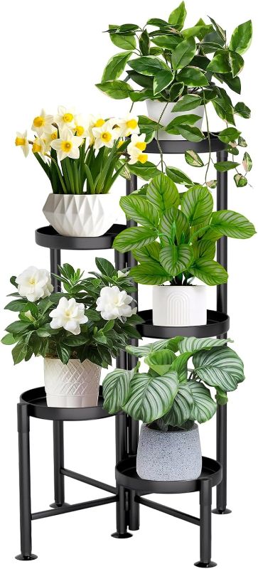 Photo 1 of 5 Tier Plant Stand Indoor, Metal Corner Plant Shelf Outdoor, Foldable Tall Plant Rack for Mutiple Plants, Flower Pot Holder Display Stand for Living Room Patio Home Decor for Gatdening