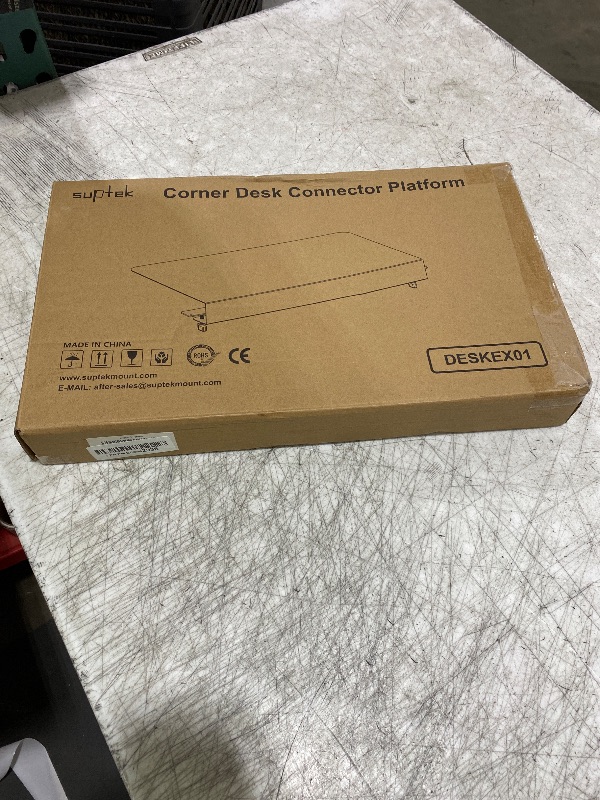 Photo 1 of Suptek 17-inch Black Corner Mounting Bracket for L-Shaped Desks – Fits Under-Desk Keyboard Trays (Model DESKEX01)