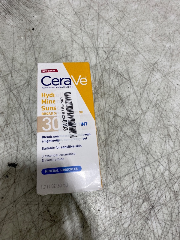Photo 1 of CeraVe Hydrating Mineral Sunscreen SPF 30 with Sheer Tint, Tinted Mineral Sunscreen with Zinc Oxide & Titanium Dioxide, Blends Seamlessly For Healthy Glow, Light, 1.7 Oz