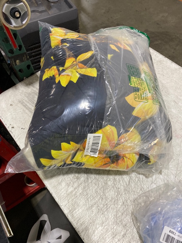 Photo 1 of Wowelife Sunflower Bedding Set Twin, 5 Piece Sunflower Comforter Bed Sets, Yellow Black Floral Teen Girl Bedding Set Kid Bedroom Set with Comforter, Flat Sheet, Fitted Sheet and 2 Pillowcases