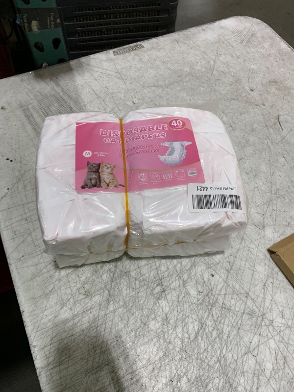 Photo 1 of Disposable Cat Diapers, 40 Count – Perfect for Both Male and Female Cats, for Elderly, (M) Incontinent, or Post-Surgery Cats and Dog – Leak-Proof, Super Absorbent & Hypoallergenic Pet Diapers