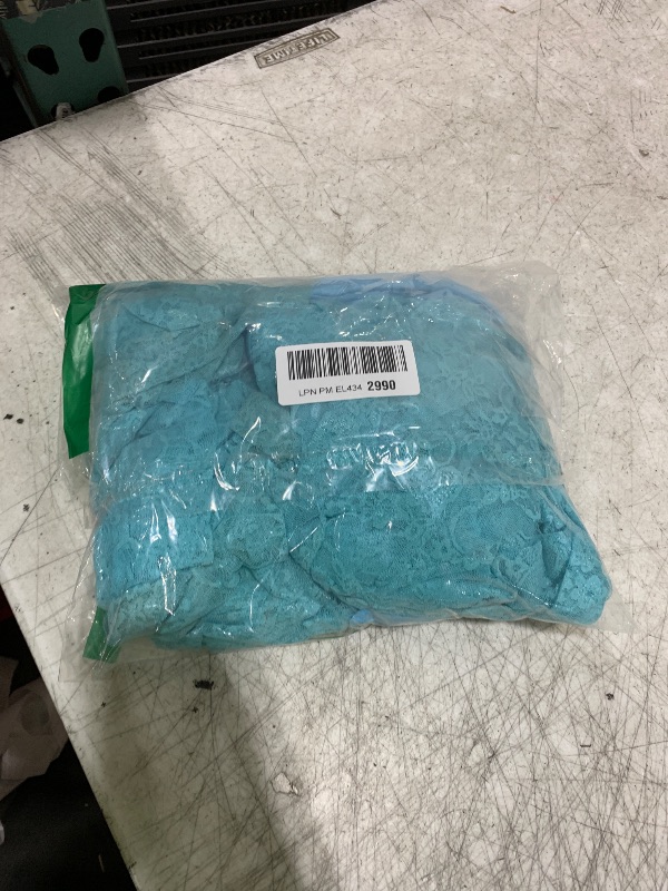 Photo 1 of Saslax Soft Stretchy Lace Maternity Dress for Photoshoot Doubly Split A-line Skirt Off Shoulder Pregnancy Maxi Gown Blue Medium
