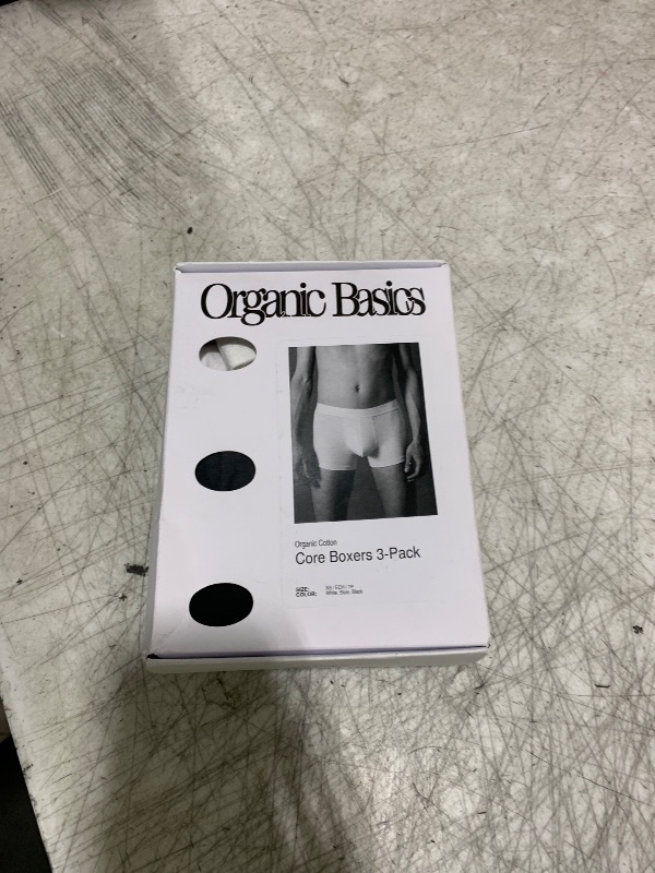 Photo 1 of Organic Basics Mens Core 3" Organic Cotton Boxer Trunk Underwear 3-Pack, White/Slate/Black, X-Small
