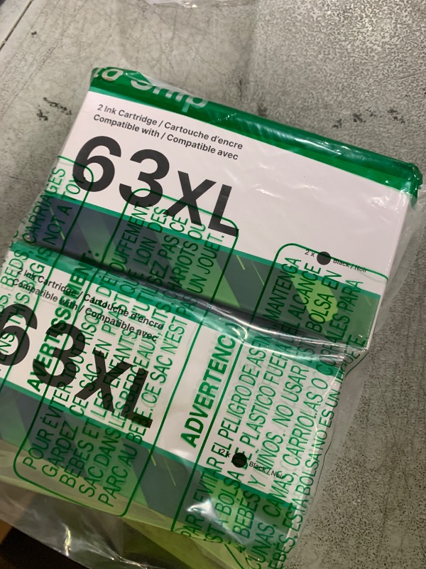 Photo 1 of 63XL Black Ink Cartridge Replacement for HP Ink 63 for HP 63XL Works with HP OfficeJet 3830 4650 5255 5258 4655 4652 3833 Envy 4520 4512 DeskJet 1112 3630 Printer (2 Black)