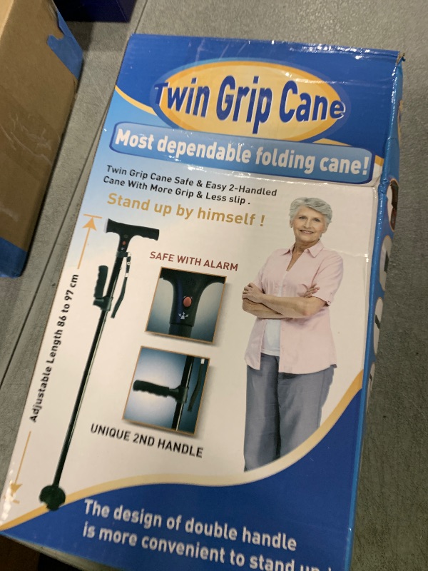 Photo 1 of Walking Cane for Men & Women with Alarm, LED Light and Foldable Handle, Foldable, Adjustable, Lightweight, Free Self Standing Walking Cane for Seniors & Adults