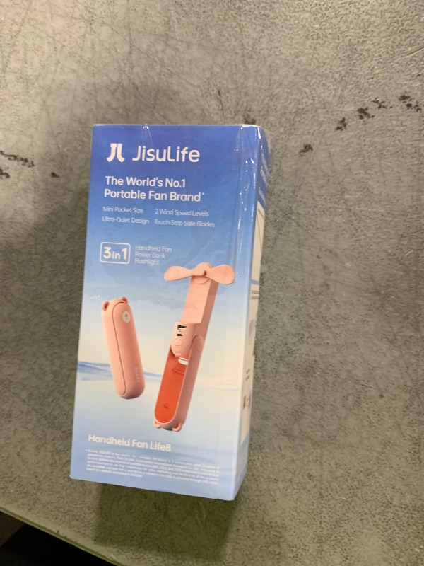 Photo 1 of JISULIFE Handheld Mini Fan, 3 IN 1 USB Rechargeable Portable Fan [12-19 Working Hours] with Power Bank, Flashlight, Pocket Design for Travel/Summer/Concerts/Lash, Gifts for Women (Pink)