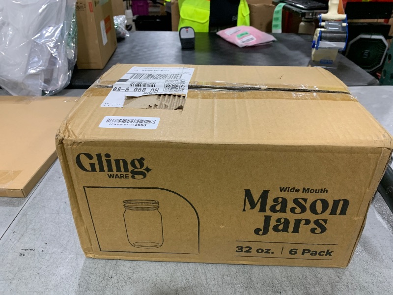 Photo 1 of [6 Pack] 32 oz. Wide-Mouth Glass Mason Jars with Metal Airtight Lids and Bands 1 quart Large for Canning, Preserving, & Meal Prep