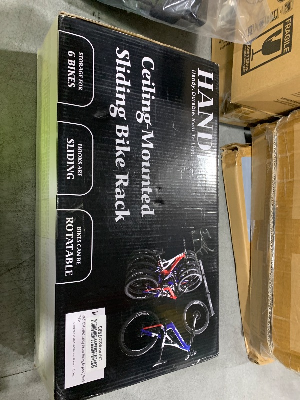 Photo 1 of USA Based Ceiling Bike Hanger Slide Mount Up to 6 Bikes, Sliding Garage Bicycle Storage, 51" Heavy Duty Hanging Hook Racks 450lbs Limit, Overhead Mounted Hangers for Storing Bicycles | Black