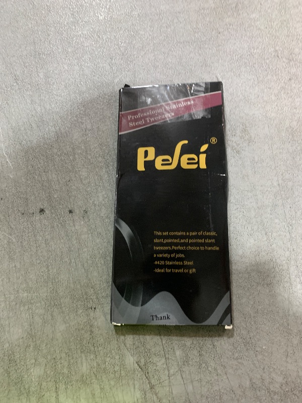Photo 1 of Pefei Tweezers Set - Professional Stainless Steel Tweezers for Eyebrows - Great Precision for Facial Hair, Splinter and Ingrown Hair Removal (Black)