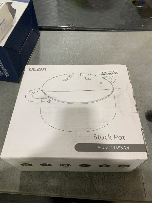 Photo 1 of BEZIA 6 Quart Cooking Pot, Non Stick Induction Stock Pots with Lid, All Stove Compatible, 6 QT Aluminum Soup/Stew Pot For Small Households, Grey