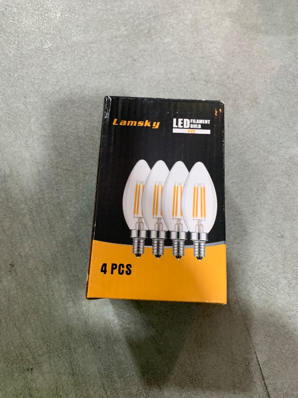 Photo 1 of Lamsky E14 Base LED Filament Candle Shape Light Bulb,E14 European Base Bulb,Warm White 2700K 400LM 40W Equivalent,C35 Clear Glass Torpedo Shape Bullet Top,No-Dimmable (4-Pack)