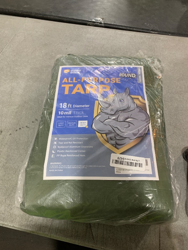 Photo 1 of GUARD SHIELD Round Tarp Waterproof Heavy Duty Green 18 Feet Cover Outdoor Inflatable Pool Ground Cloth Tarps for Under Pool