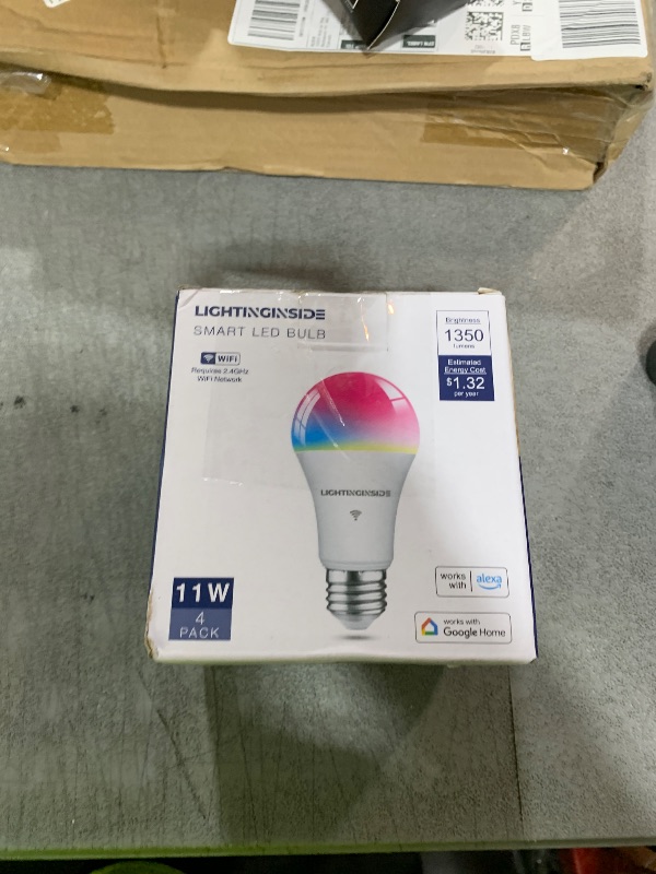 Photo 1 of Lightinginside Smart Light Bulbs 100W Equiv., 1350LM 11W Smart Bulb Works with Alexa/Google Home/Smart Life, A19 E26 RGBCW Color Changing, No Hub Required, 2.4G WiFi Bluetooth Bulb, ETL Listed, 4PCS