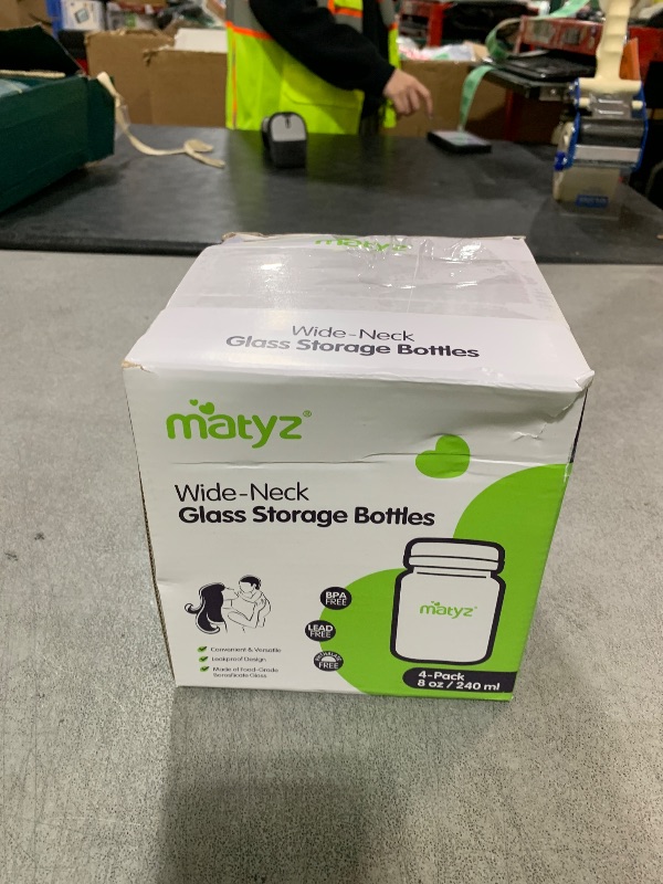 Photo 1 of Matyz Glass Breastmilk Storage Containers, 4 Pack, 8 oz Bottle, Fit with Spectra Medela Philips Avent Pump - Wide Mouth Breastmilk Collection and Storage Bottle with Lids - No BPA (Pink Lids)