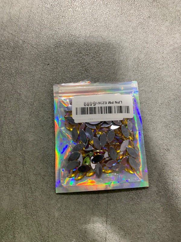 Photo 1 of 100 Pcs 15x7mm AB Colorful Jewels Gems Rhinestones for Crafts, Horse Eye Flatback Acrylic Gemstone for Halloween Party Decorations Clothing Wedding Dress DIY Crafting Accessories(03 Gold Yellow AB)