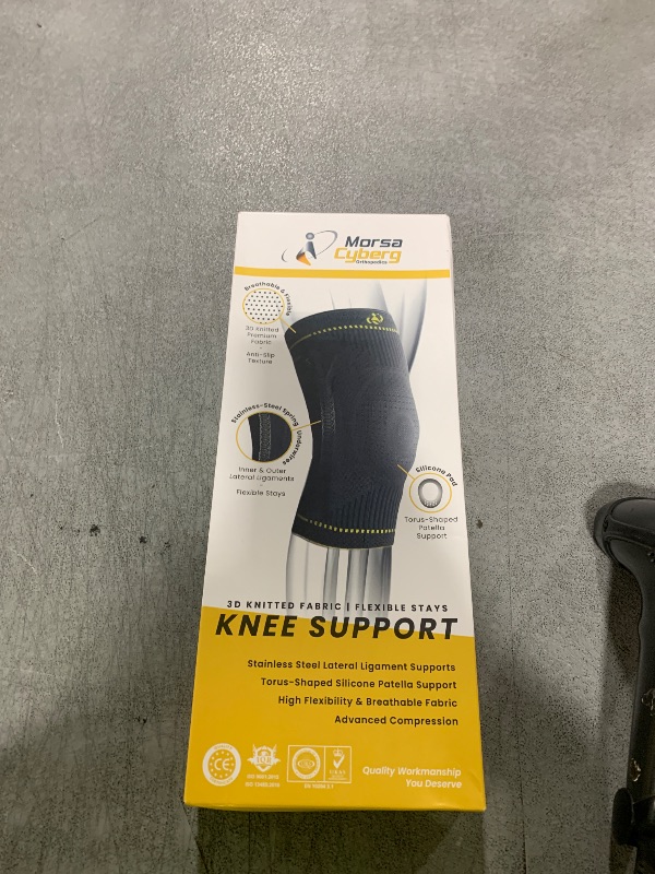 Photo 1 of Morsa Cyberg Knee Support for Women, Knee Brace for Men Meniscus Tear, Stainless Steel with Flexible Stays, Patella Knee Sleeve, Compression, Stabilizer, Fit, Anti Sweating, Unisex, Grey (Medium)