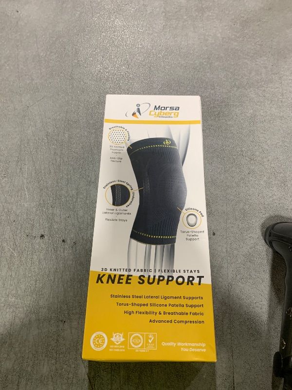 Photo 1 of Morsa Cyberg Knee Support for Women, Knee Brace for Men Meniscus Tear, Stainless Steel with Flexible Stays, Patella Knee Sleeve, Compression, Stabilizer, Fit, Anti Sweating, Unisex, Grey (Medium)