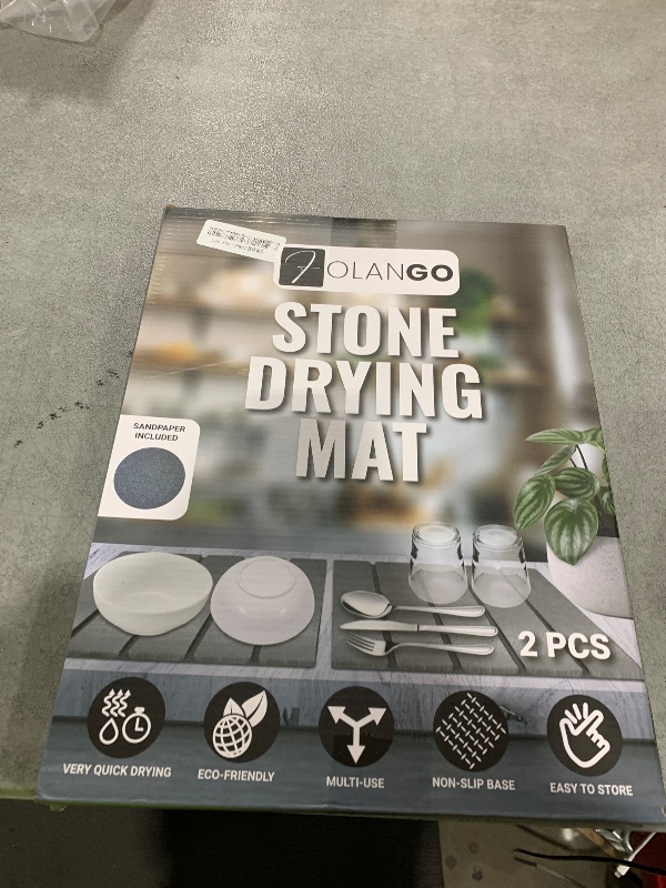 Photo 1 of Large Foldable Stone Dish Drying Mat – Diatomaceous Earth, 2 Pack (12"x16" Each) or 24"x16" Combined – Fast Dry, Anti-Slip Pad, Sanding Tool & Instruction Manual for Kitchen and Bathroom, Dark Gray