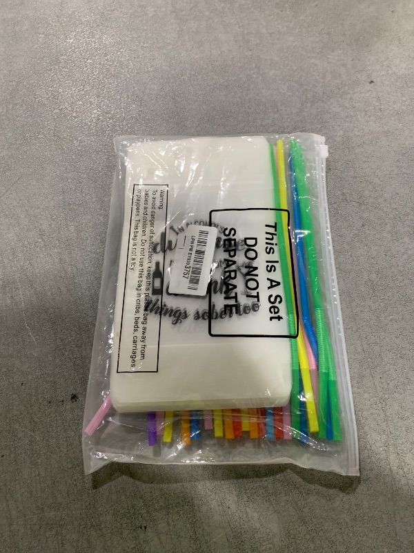 Photo 1 of 24 Sets Drink Pouches with Straws for Adults Stand up Plastic Zipper Drink Bags Reusable Juice Capri Sun Pouches Handheld for Drinking Summer Friendship Birthday Party