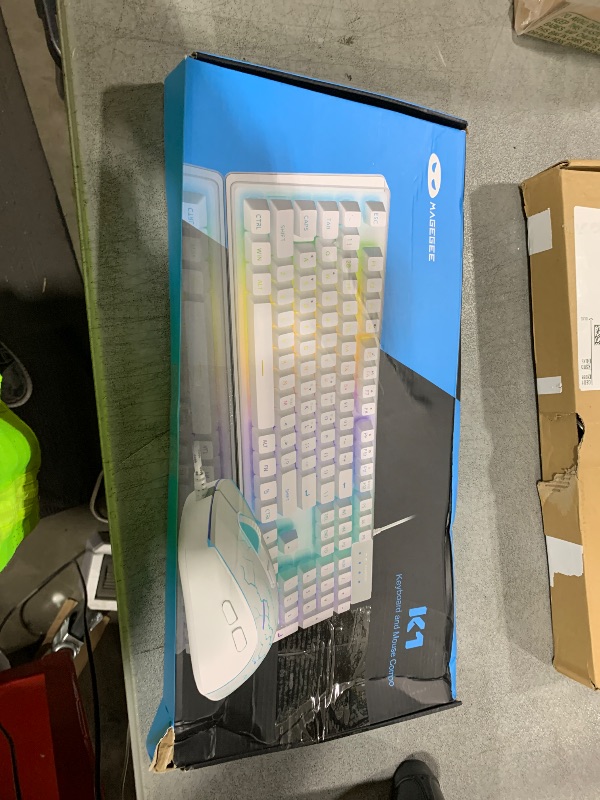Photo 1 of Gaming Keyboard and Mouse Combo, K1 RGB LED Backlit Keyboard with 104 Key for PC/Laptop(White)