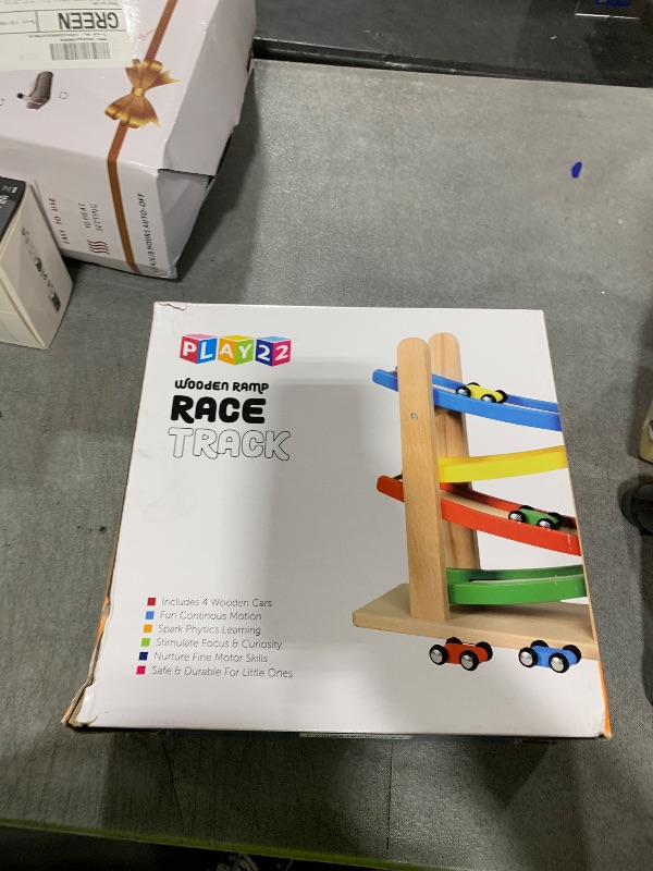 Photo 1 of Play22 Wooden Car Ramps - 4 Level Race Track With 4 Toy Cars - My First Baby Toys - Toddler Car Set is A Great Gift for Boys and Girls