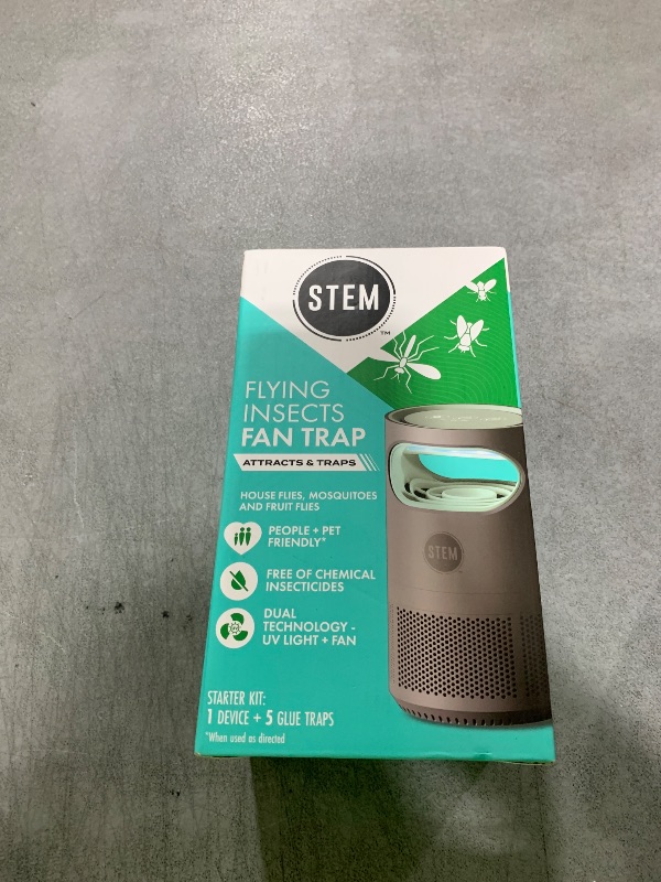 Photo 1 of STEM Flying Insect Fan Trap for Indoor Bug Control, Attracts Mosquitoes, Fruit Flies, and House Flies, Plug-in Fan with UV Light, Starter Kit Includes 1 Device and 5 Glue Traps