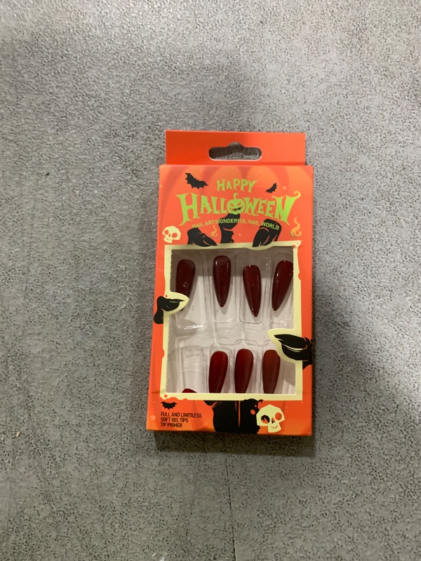 Photo 1 of Red Halloween Press on Nails Long Almond Blood Red Cat Eye Fake Nails with Gradient Glitter Design Shiny Witch Fake Nails Full Cover Glossy Acrylic Nails Stick on Nails for Women Girls 30 Pcs