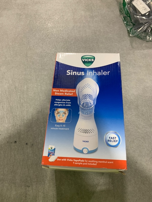 Photo 1 of Vicks Sinus Inhaler - Non-Medicated Steam Relief for Allergies, Congestion, Cough & Colds, Vocal Steamer, Soothes Nasal & Throat Passages, Works with VapoPads (1 Included)