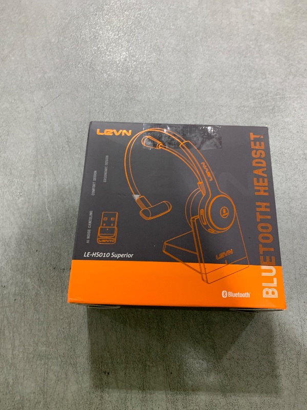 Photo 1 of LEVN Wireless Headset with Mic for Work, Wireless Headset (Charging Base, Noise Cancelling & Mute Button), Long Battery Life, Bluetooth Headsets for Home/Office/Call Center/Laptop/Teams/Zoom, Black