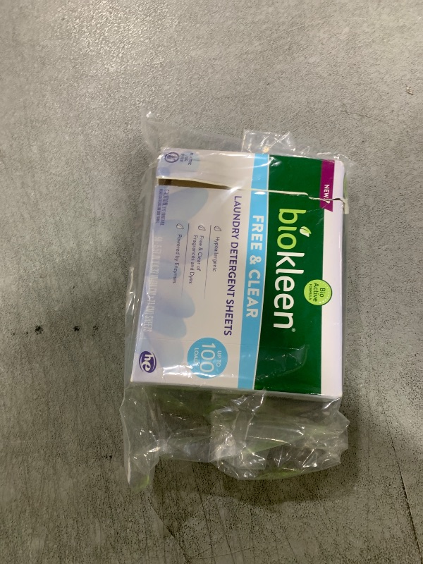 Photo 1 of Biokleen Laundry Detergent Sheets - Dye & Fragrance Free, Hypoallergenic, Enzymatic Cleaner, Stain Remover, Bio Active Formula, No Plastic Jug, Unscented, 100 Loads