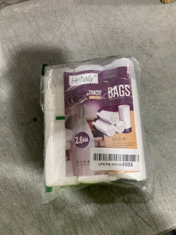 Photo 1 of 2.6-Gallon Trash Bags Heavy Duty - Heihaily Drawstring Kitchen Garbage Bags for Office/Bathroom, Leak-Proof Design, Odor Control Technology, Small Plastic Bags Clear(60 Count)