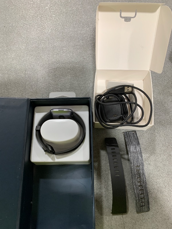 Photo 1 of Fitbit Versa Special Edition Smart Watch, Charcoal Woven, One Size (S & L Bands Included)