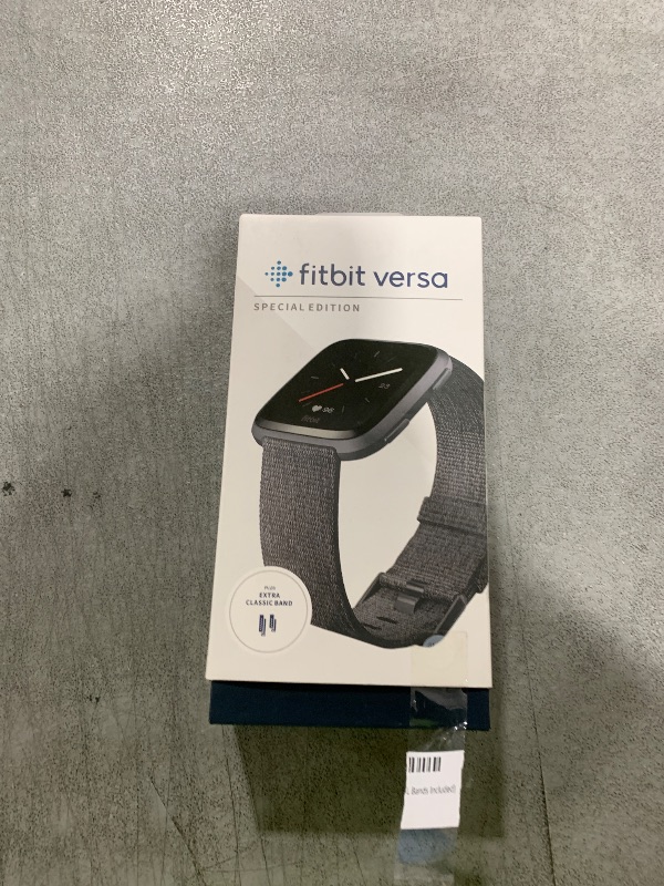 Photo 1 of Fitbit Versa Special Edition Smart Watch, Charcoal Woven, One Size (S & L Bands Included)