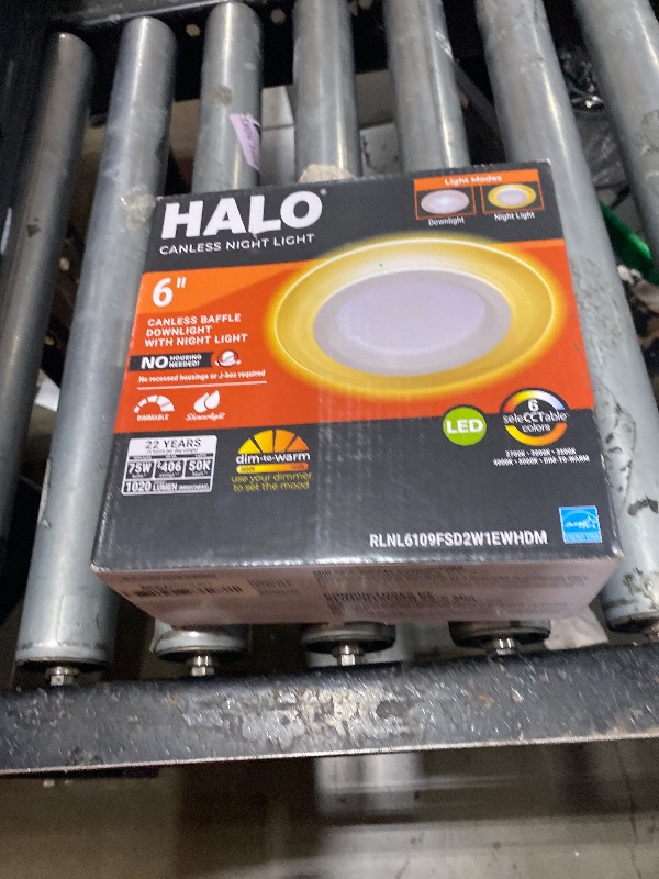 Photo 1 of HALO RL Night Light 6 inch Recessed LED Canless Downlight, 1000 Lumens, Selectable 2700K, 3000K, 3500K, 4000K, 5000K CCT with Dim to Warm