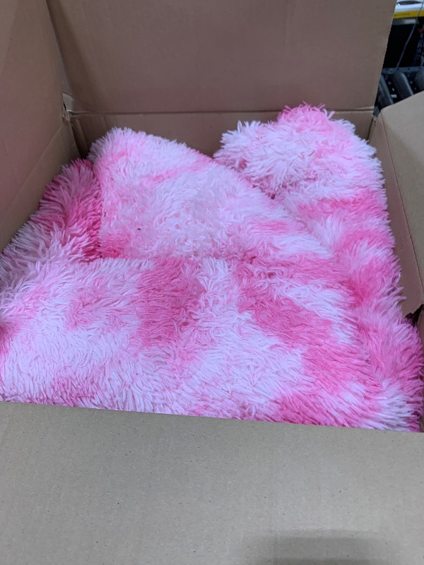 Photo 1 of DweIke Fluffy Pink White Rugs for Bedroom Living Room, 6x9 Large Soft Plush Shaggy Tie-Dyed Pink Girls Boys Kids Rug, Non-Slip and Machine Washable Carpet for Dorm Nursery Classroom Decor