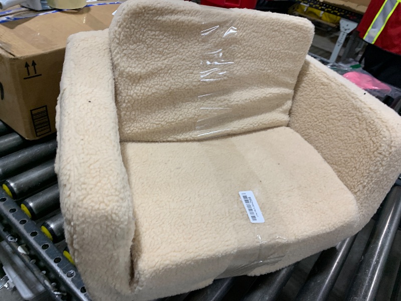 Photo 1 of Toddler Baby Chair Couch Sofa Kids Foldable 2-in-1 Sherpa Fold Out Couch Bed Toddler Chairs Comfy for Boys & Girls Convertible Kids Furniture Sofa to Lounger for Playroom with Double Pockets, Camel