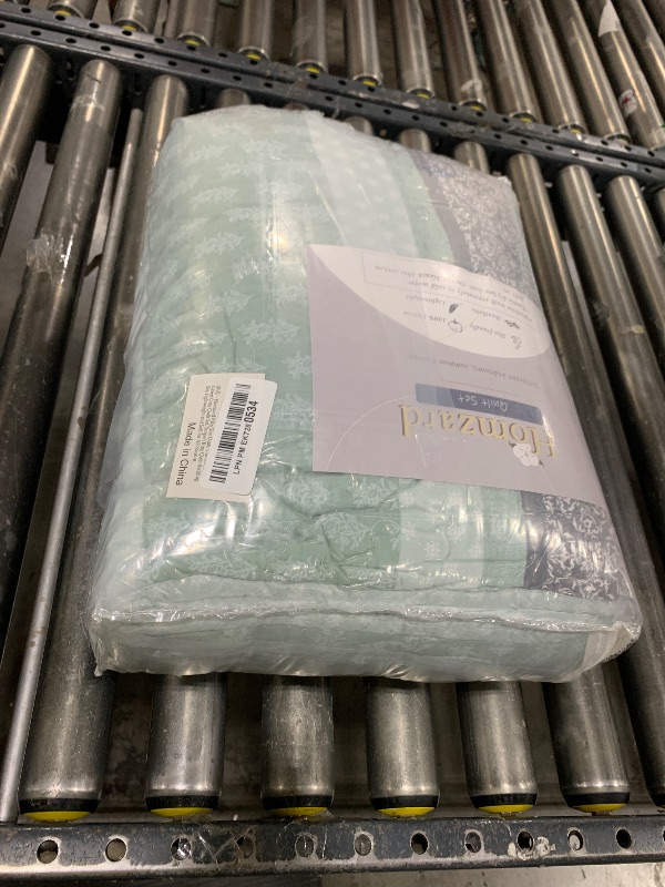 Photo 1 of Homzard King Size Quilt,Cotton King Size Comforter Set,Mint Green Grey Bedding Set,Striped Bedspread,Lightweight Summer Comforter Sets 3 Piece