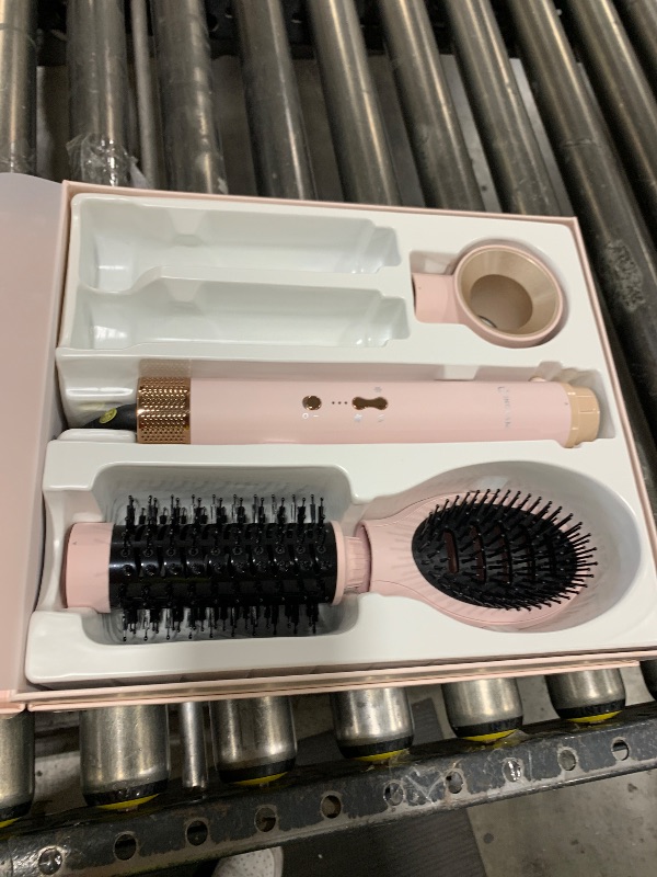 Photo 1 of 5 in 1 Blow Dryer Brush IG INGLAM MegaAir Hair Styler Brushless Hair Dryer Brush Left/Right Air Auto-Wrap Curler Hot Air Brush Negative Ions No Heat Damage Frizz-Free Drying Curling Straightening,Pink