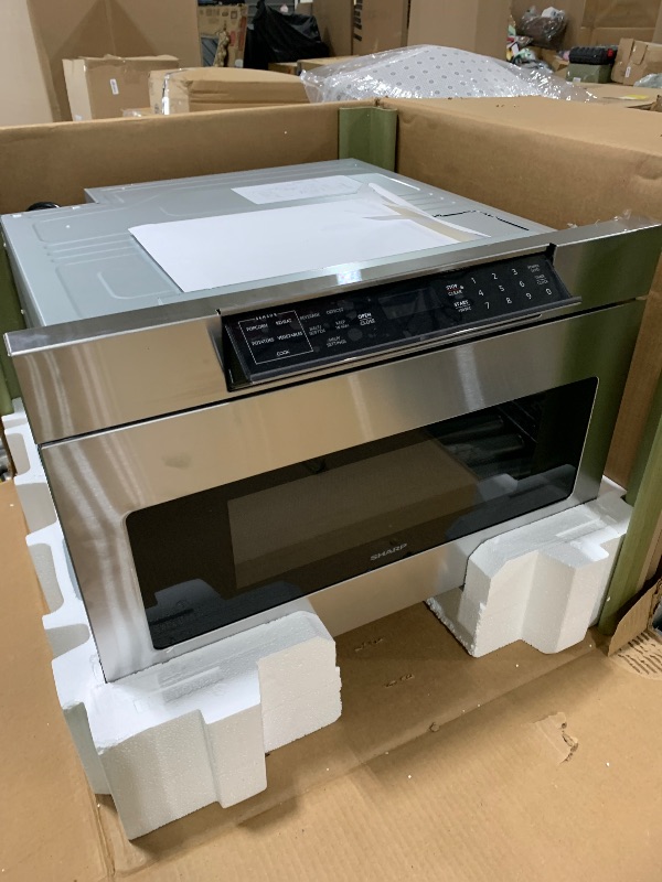 Photo 1 of SHARP SMD2470ASY Microwave Drawer Oven, 24-inch, 1.2 Cubic Feet, 950 Watt, Concealed Control Panel with Digital LCD Display, Stainless Steel