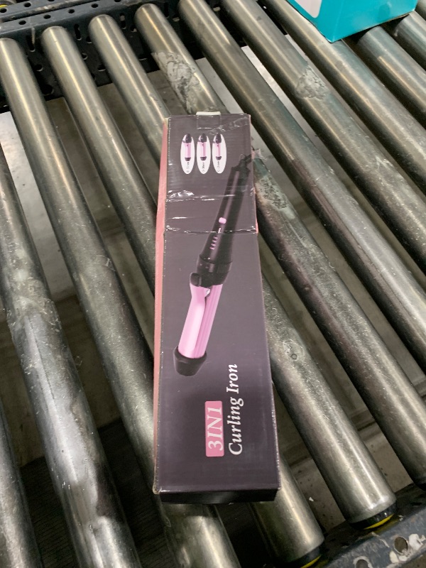 Photo 1 of 3 in 1 Curling Iron Curling Wand,No Need to Switch Head,A Twist to Switch 3 Size Travel 1 Inch Hair Curler,4 Adjustable Temp Double Voltage 1 1/4Inch Wand Curling Iron 1 1/2Inch Magic Hair Wand Curler