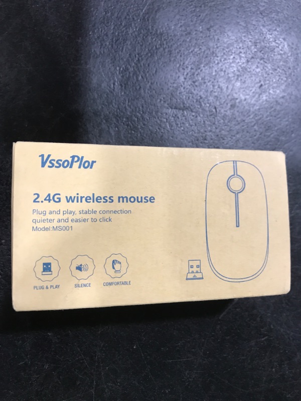 Photo 1 of Vssoplor Wireless Mouse, 2.4G Slim Portable Computer Laptop Mouse with Nano Receiver Quiet Silent Optical Mice for Notebook, PC, Laptop, Computer-Black and Gold