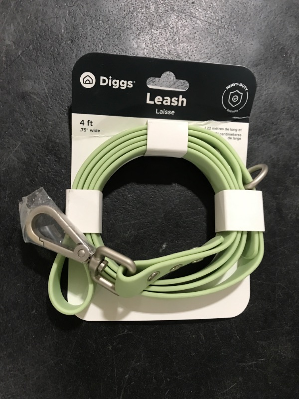 Photo 1 of DIGGS Waterproof Dog Leash - Soft Coated Nylon Heavy Duty Dog Leash - Easy to Clean, Durable Puppy Lead - Mini 4ft, Sage