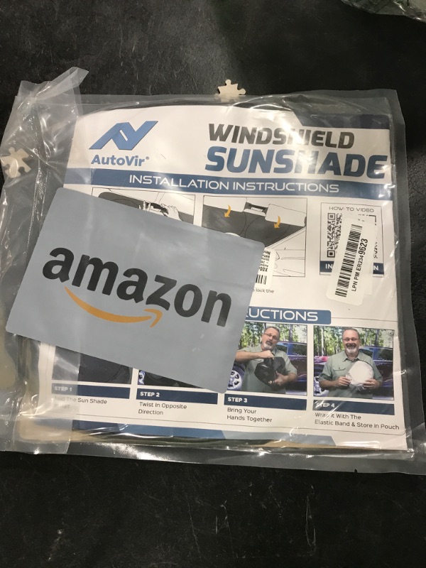 Photo 1 of Autovir Foldable Windshield Sun Shade for Car – 240T Reflective UV and Heat Shield with Storage Bag | Keeps Interior Cool | Universal Fit for Sedans, SUVs, and Trucks – Medium (64" x 32")